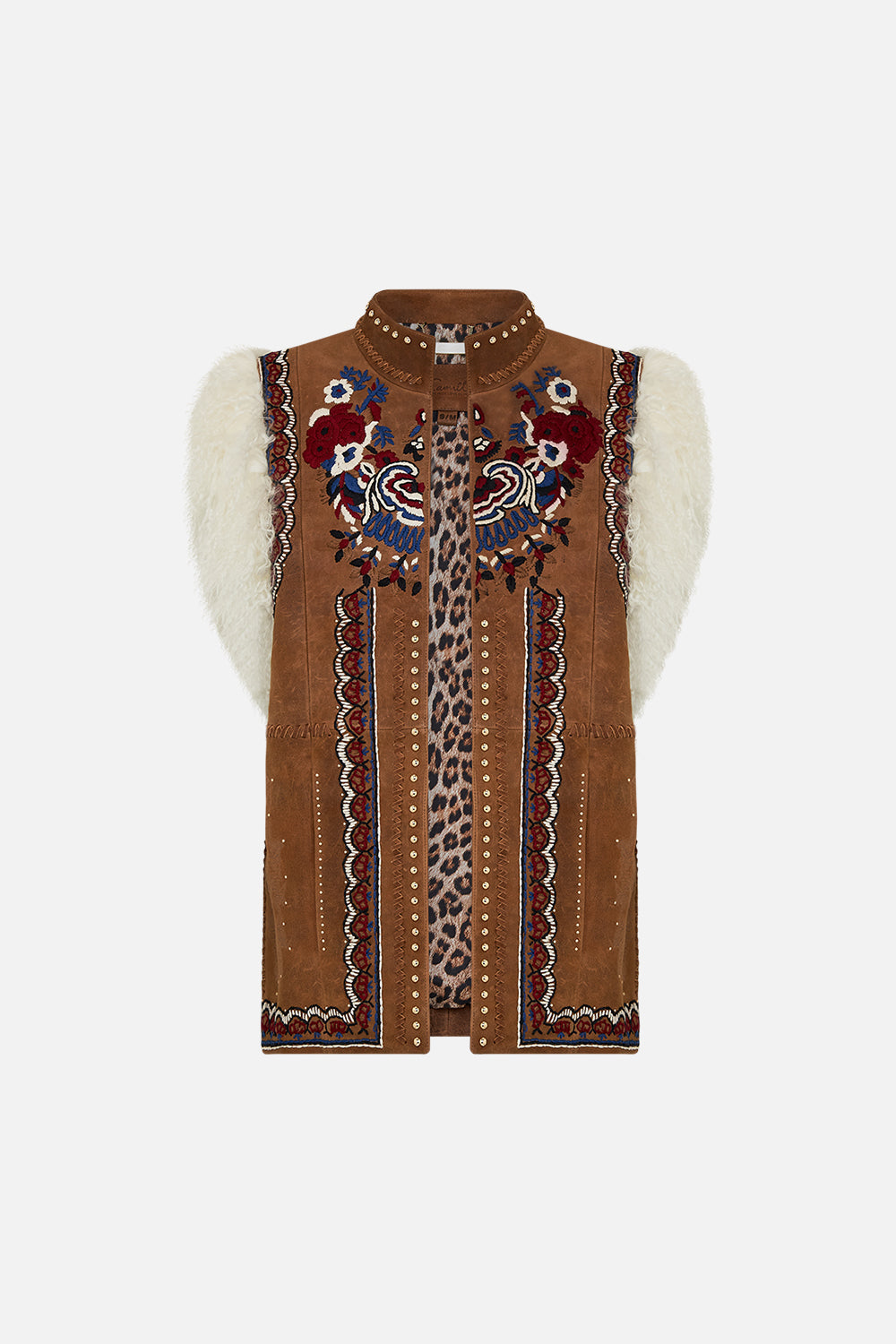 CAMILLA suede gilet in Volendam Dolls print