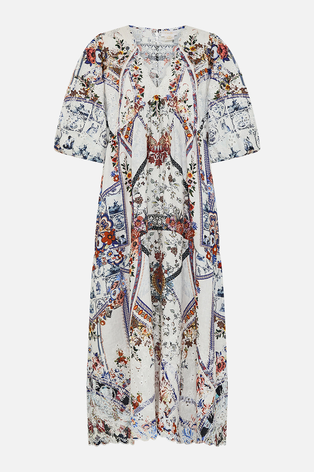 CAMILLA puff sleeve dress in My Folk Art Heart print