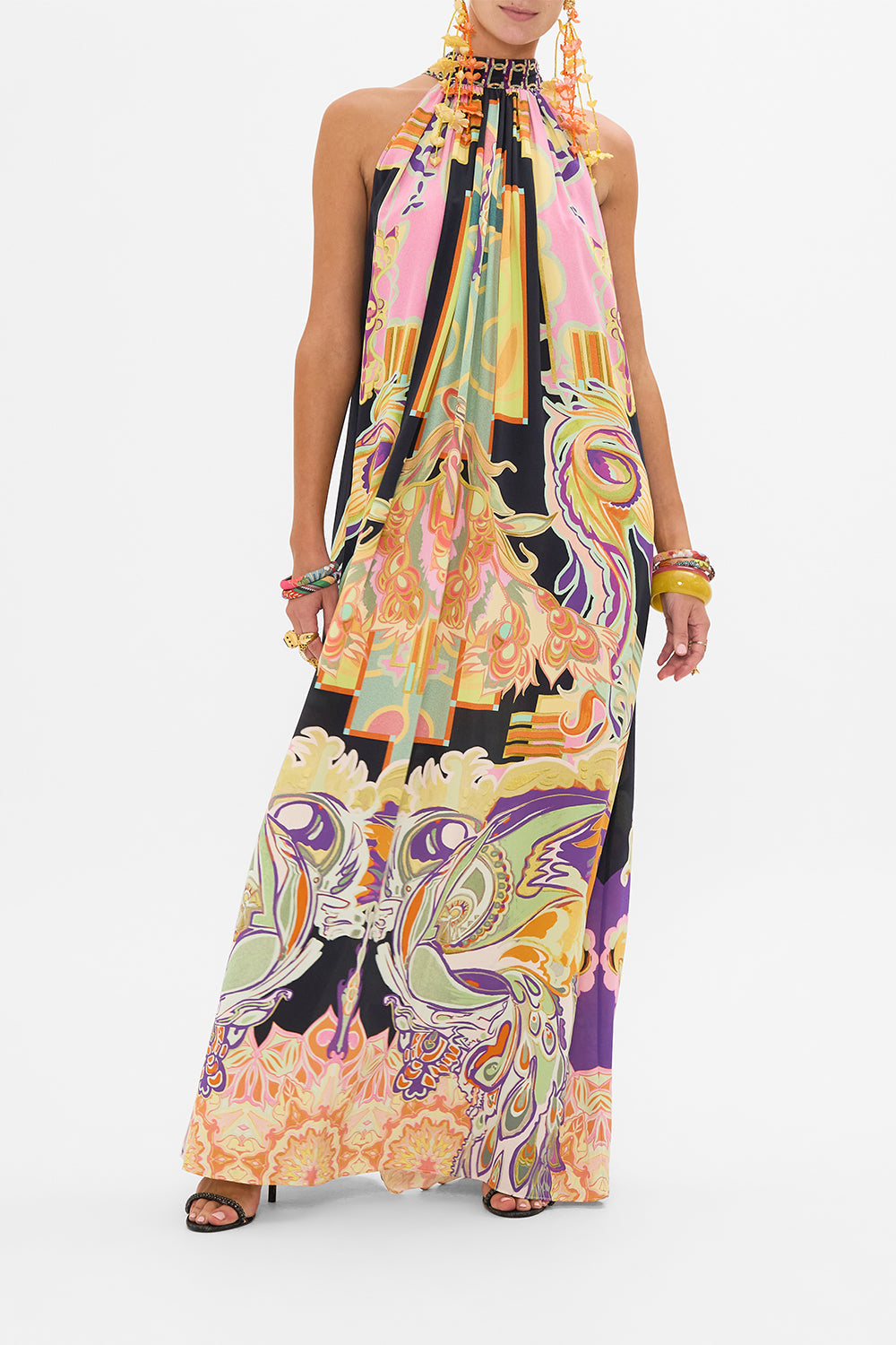 CAMILLA silk maxi dress in Club Cinemania print