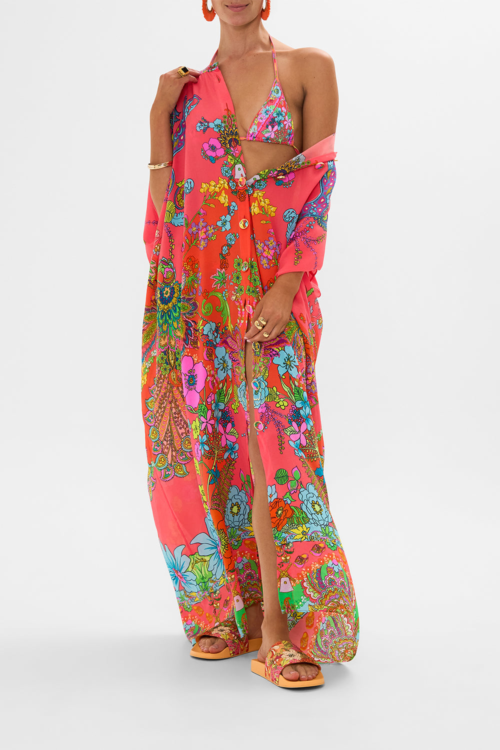 CAMILLA floral silk shrug in Stitched in Time print.