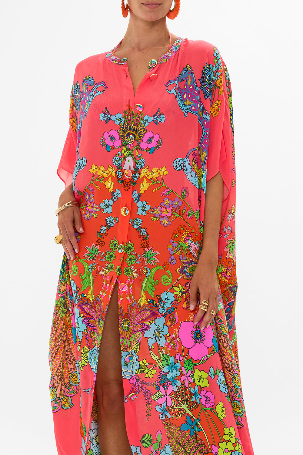 CAMILLA floral silk shrug in Stitched in Time print.