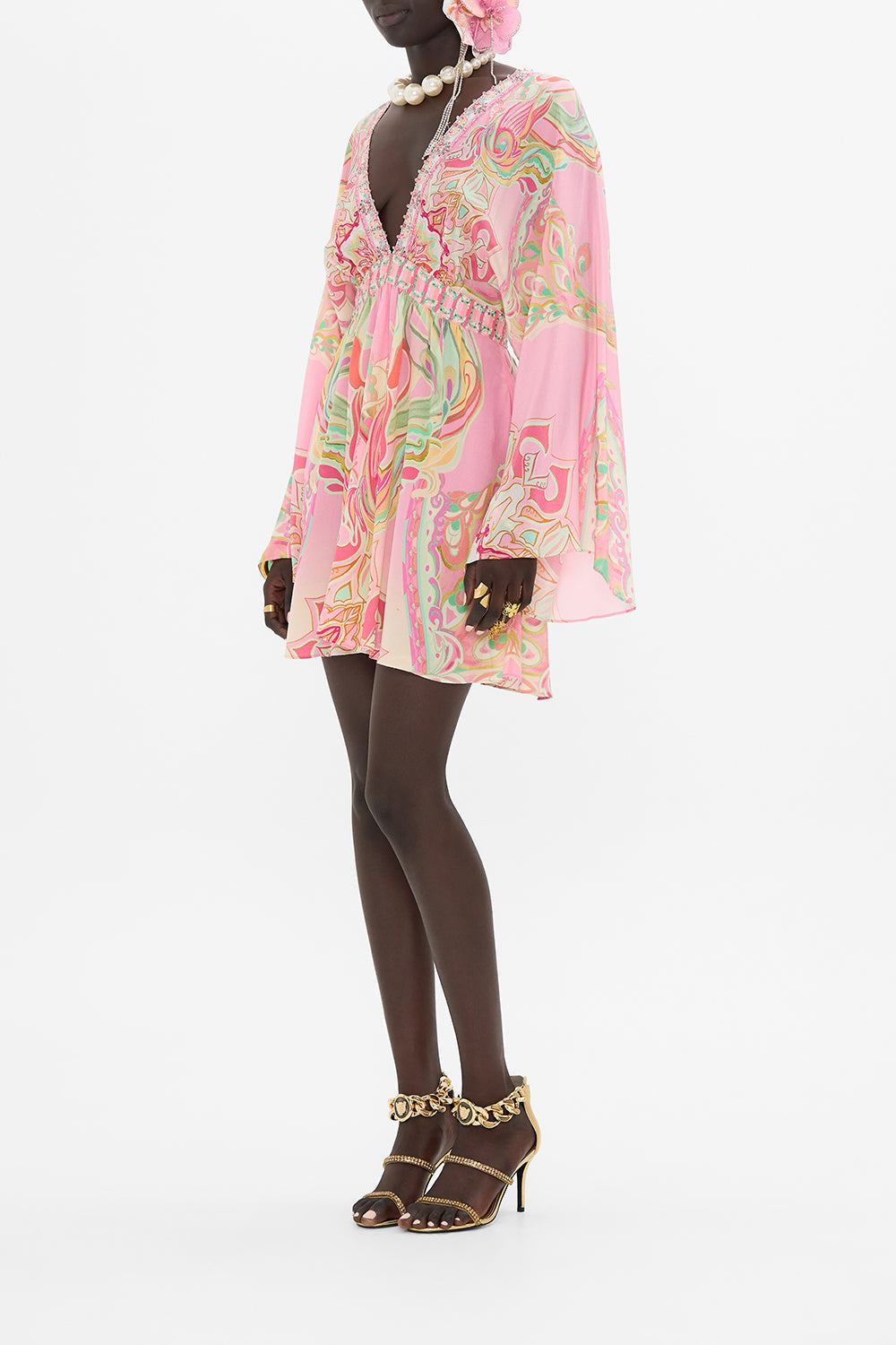 CAMILLA silk mini dress in Tea Wth Tuchinski print