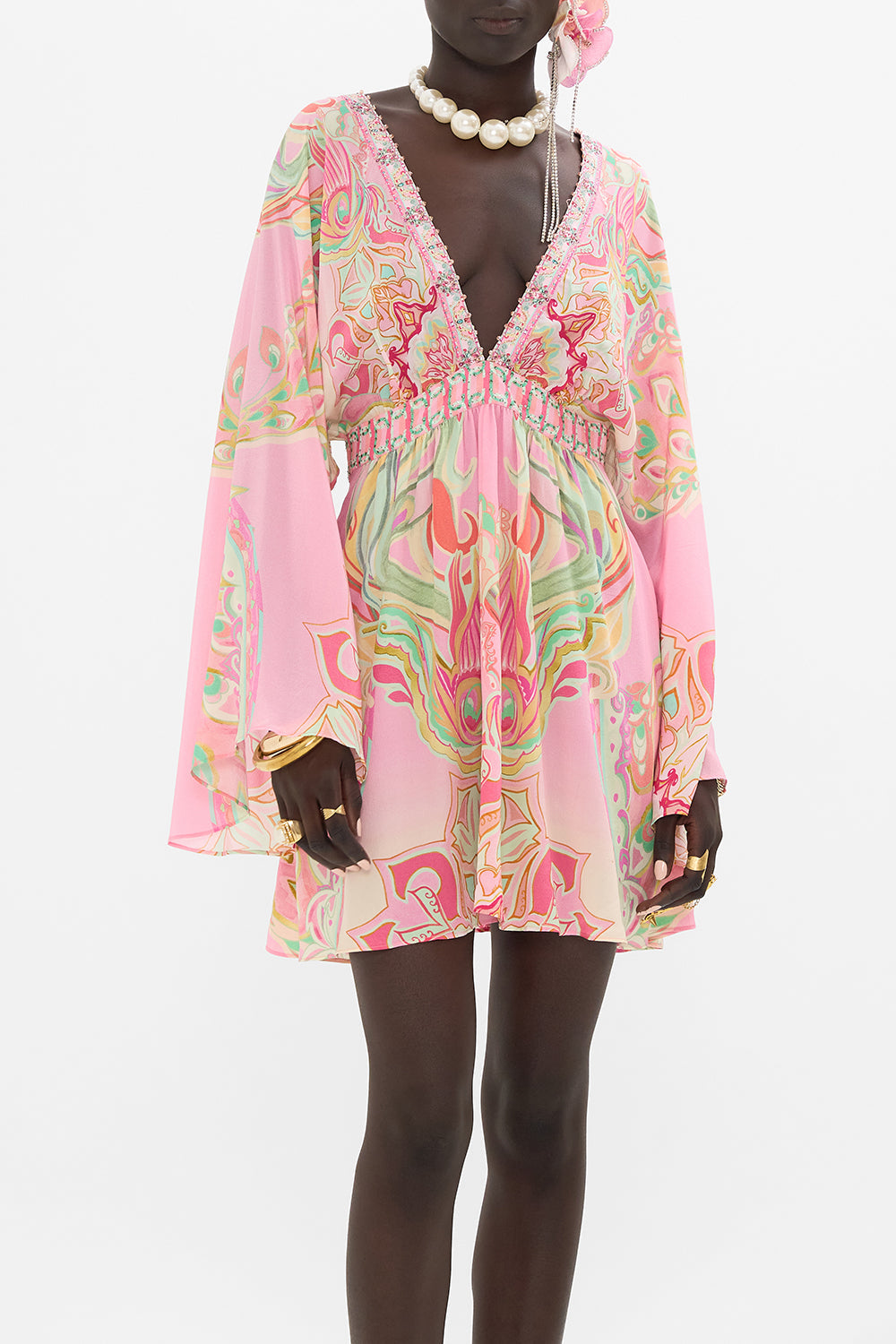 CAMILLA silk mini dress in Tea Wth Tuchinski print