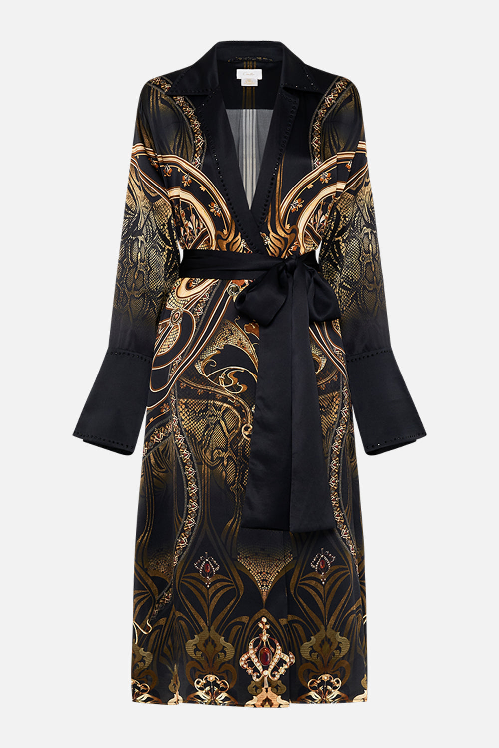 CAMILLA split cuff coat in Nouveau Noir print