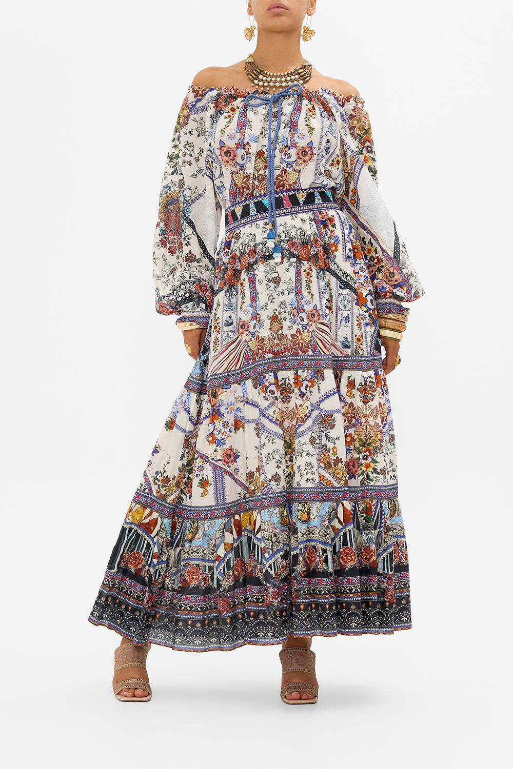 CAMILLA silk blouse in My Folk Art Heart print