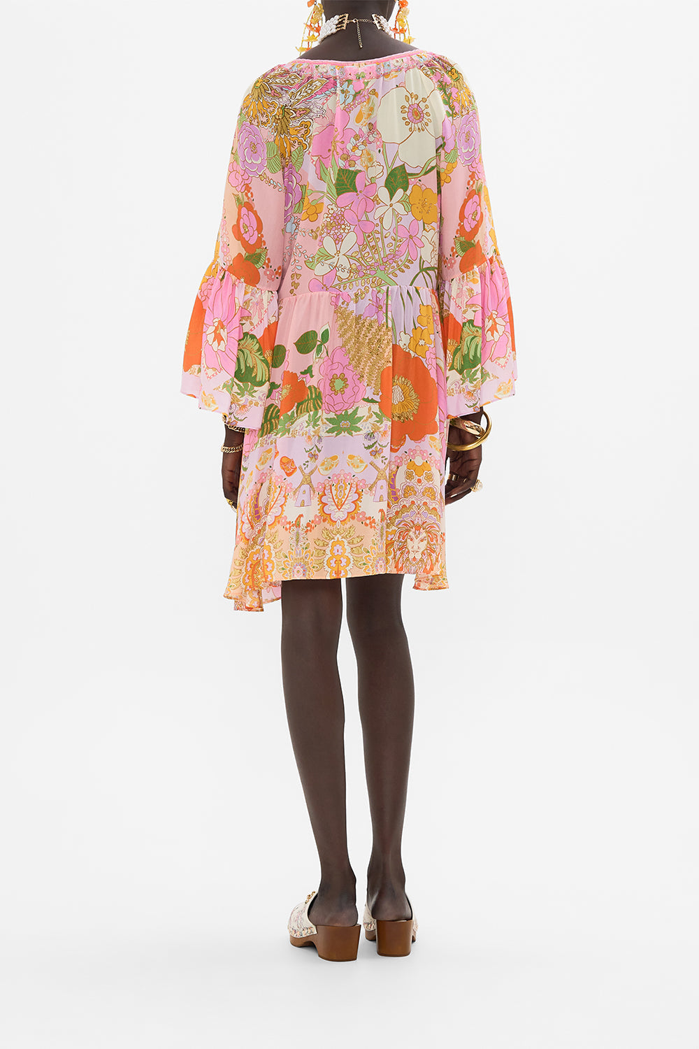 CAMILLA floral a line dress in Clever Clogs print