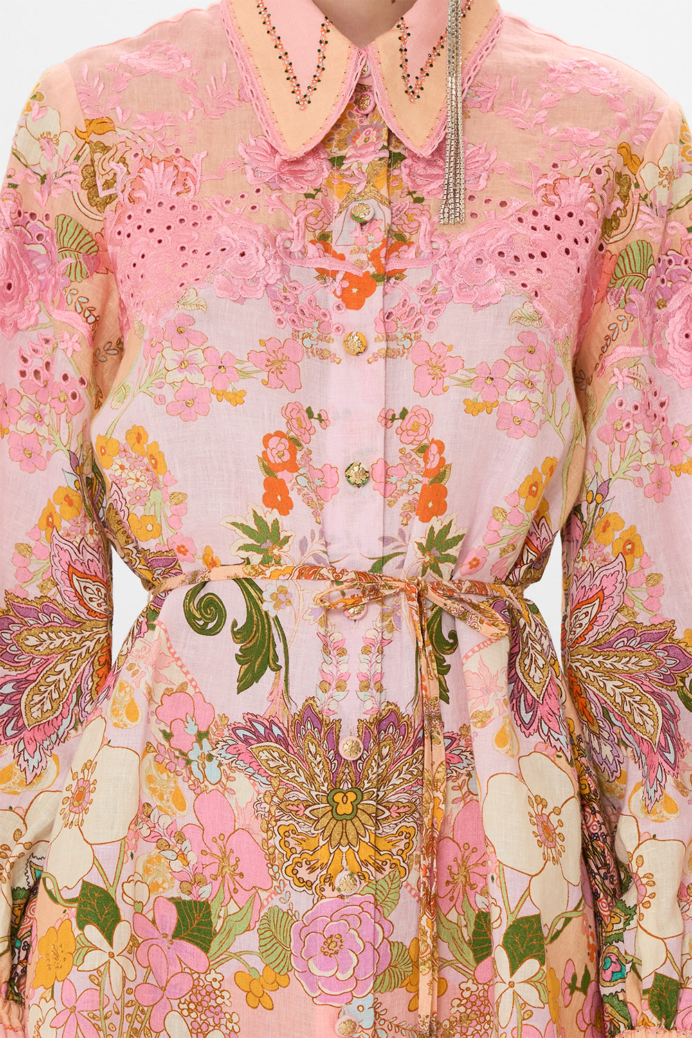 CAMILLA floral shift shirt dress in Clever Clogs print