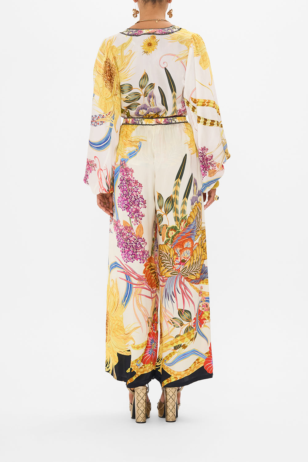 CAMILLA silk pants in Sunflowers On My Mind print