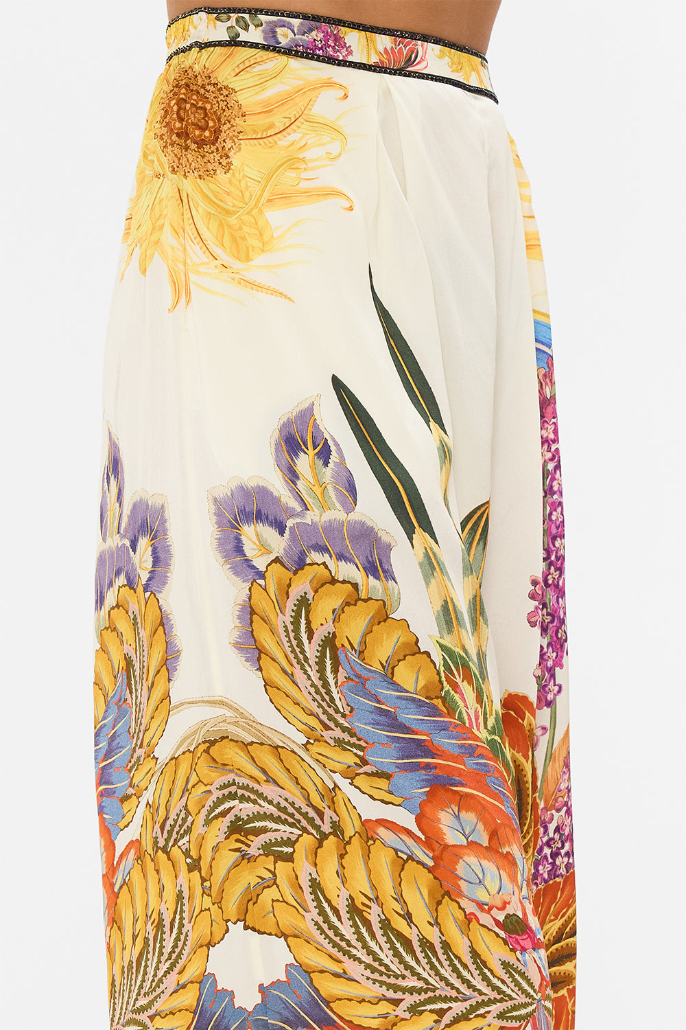 CAMILLA silk pants in Sunflowers On My Mind print