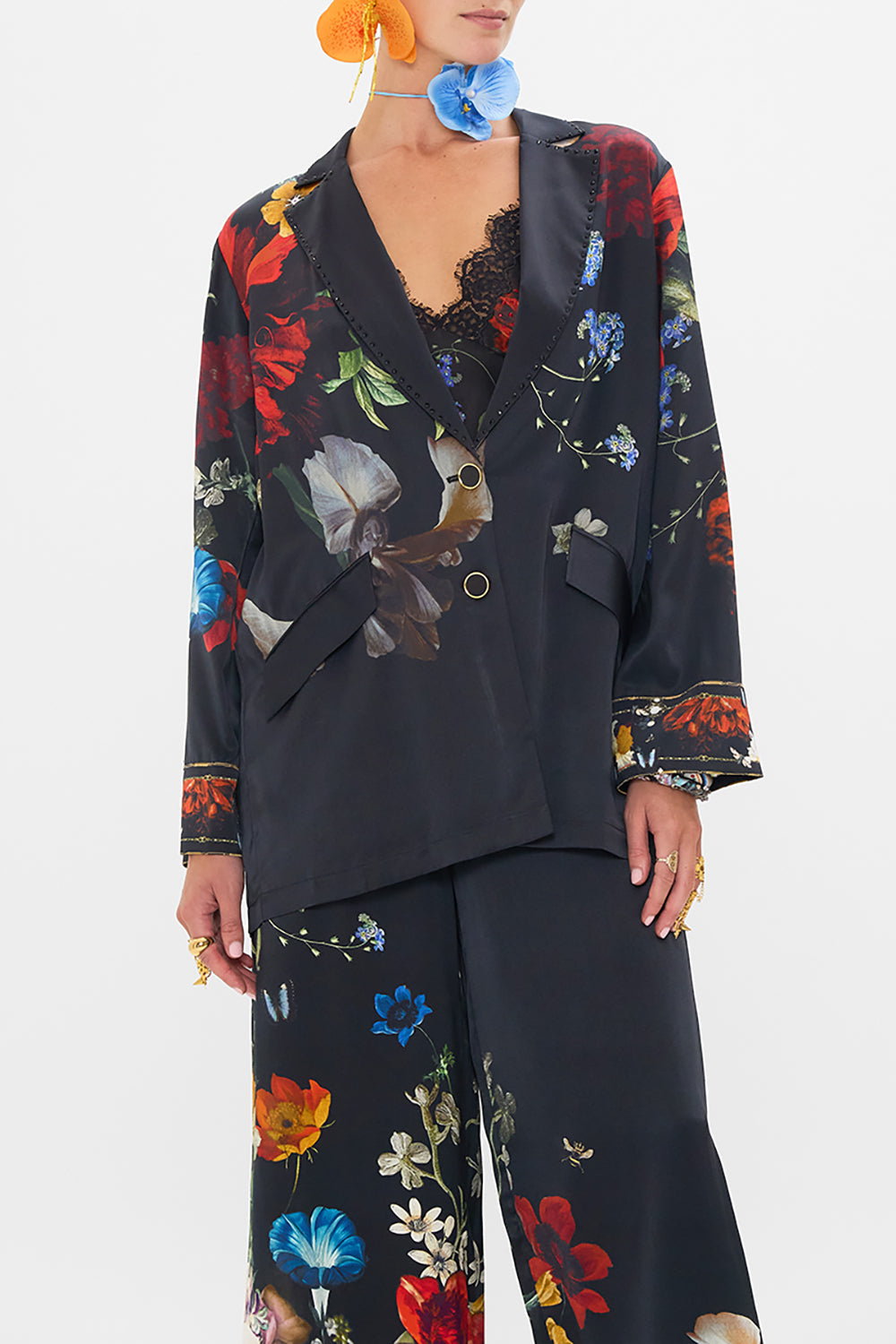 CAMILLA silk jacket in A Still Life print