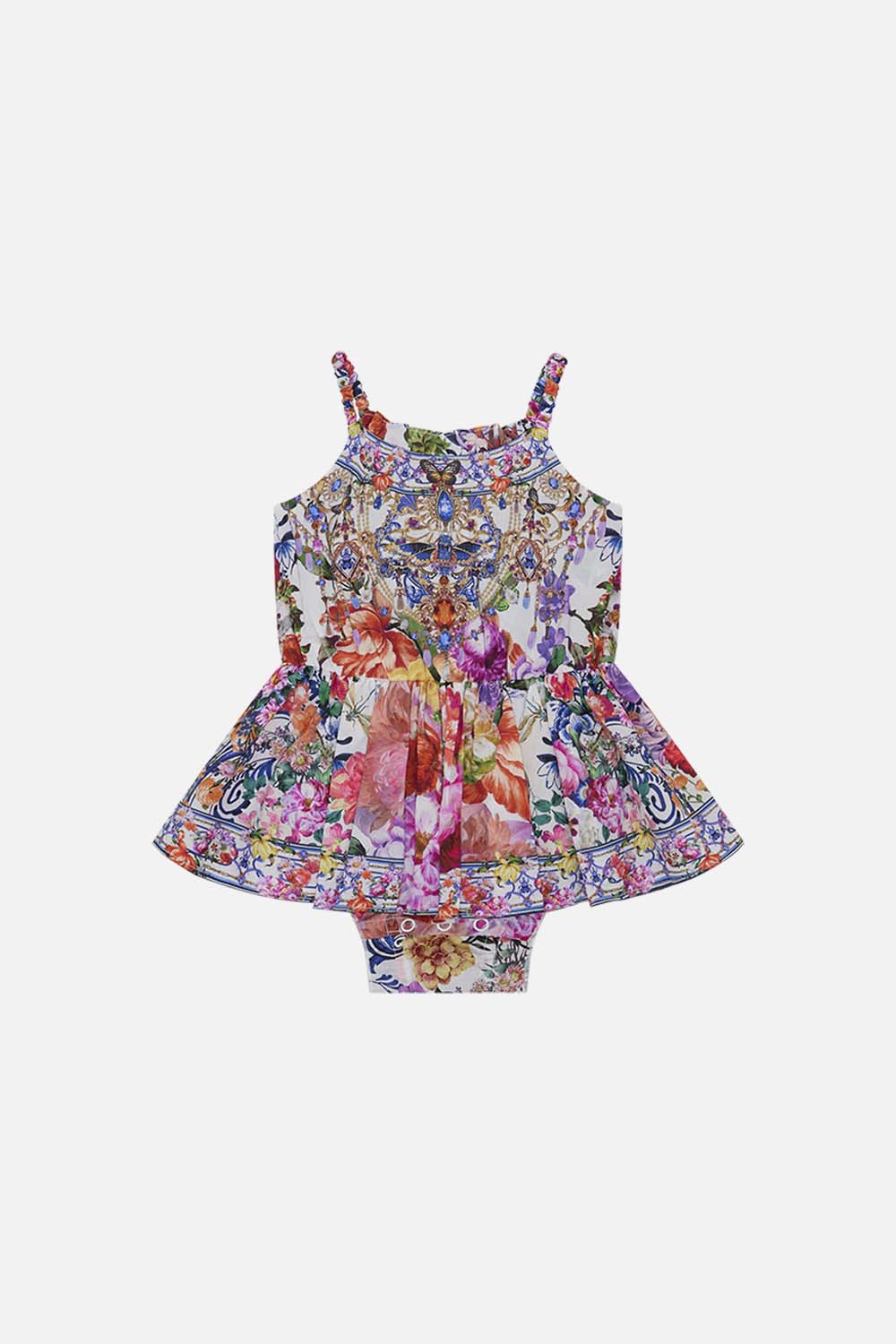 Front product view of MILLA by CAMILLA babies dress in Dutch Is Life print