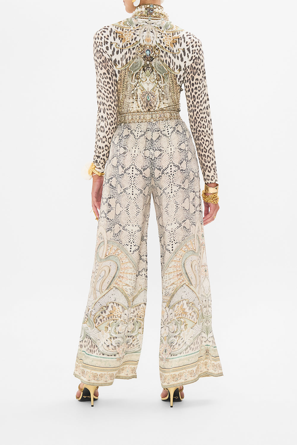 CAMILLA jersey turtleneck in Ivory Tower Tales print