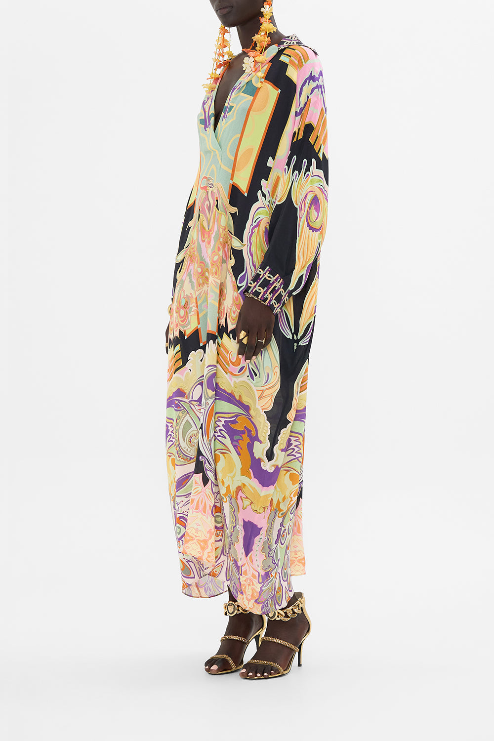 CAMILLA silk kaftan in Club Cinemania print