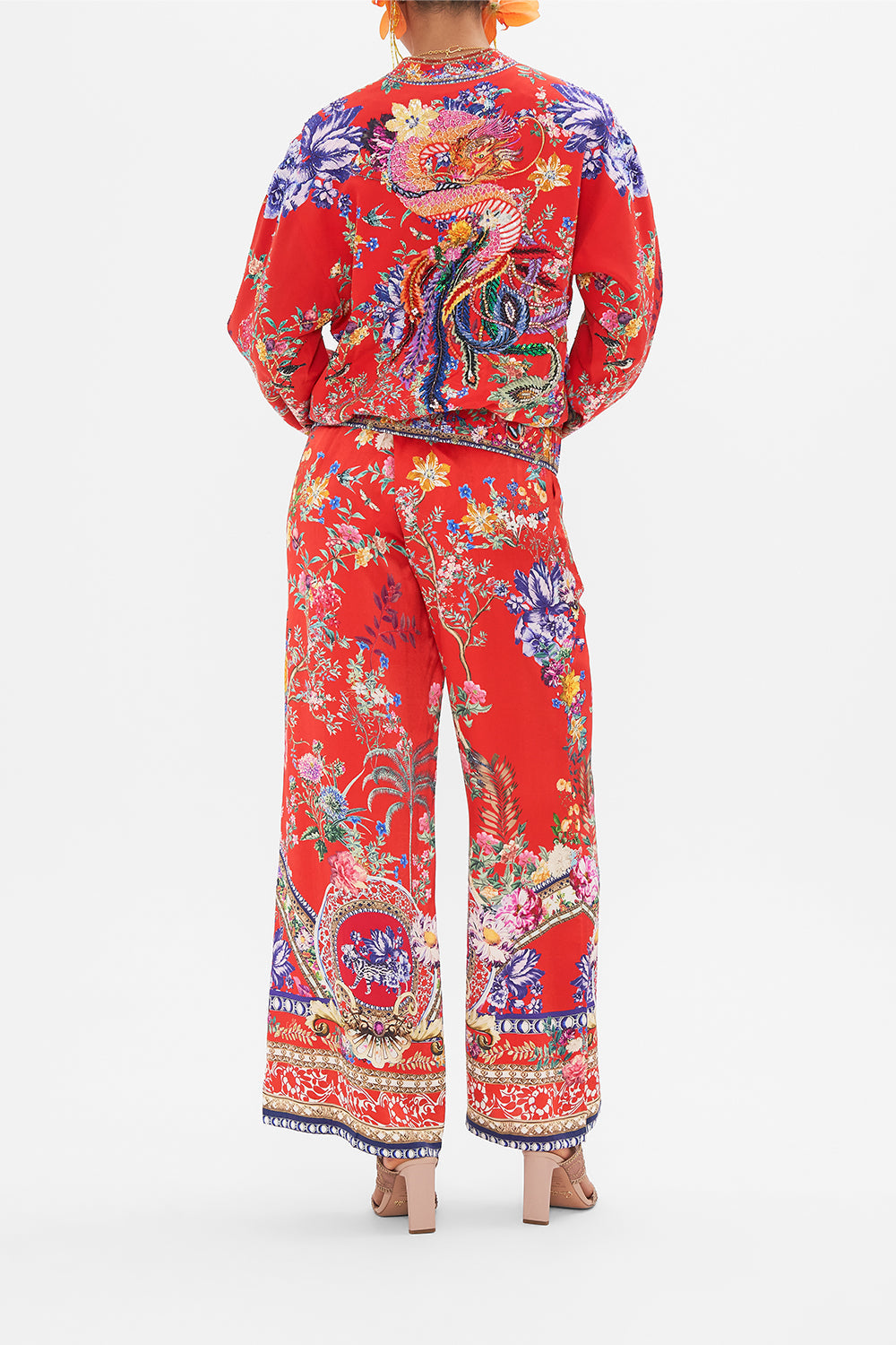 CAMILLA silk floral print bomber jacket in The Summer Palace print