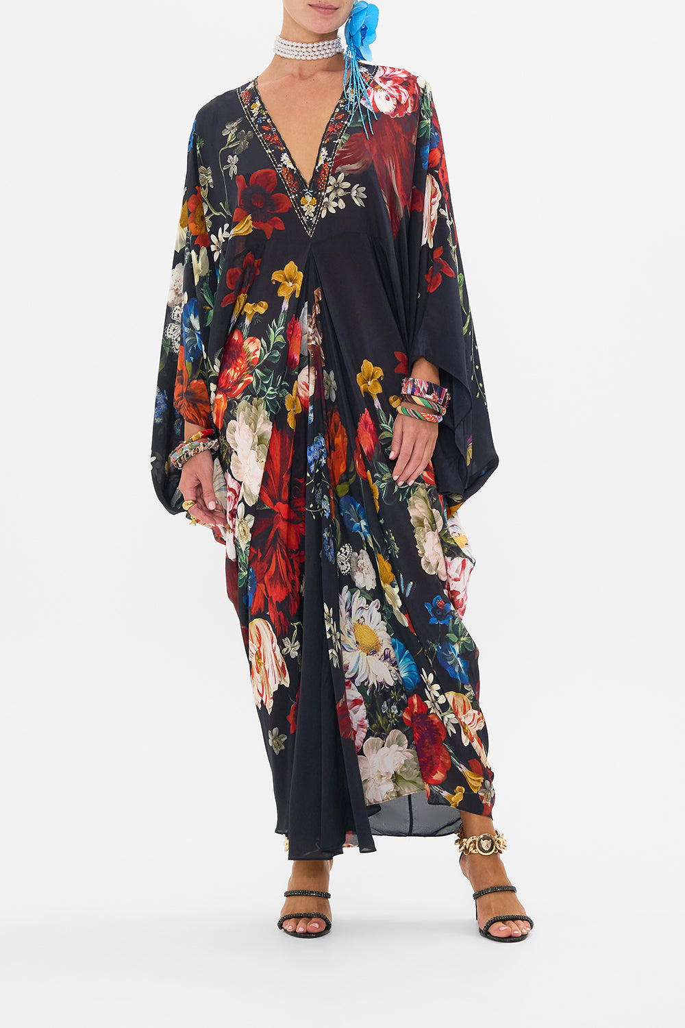 CAMILLA silk kaftan in A Still Life print