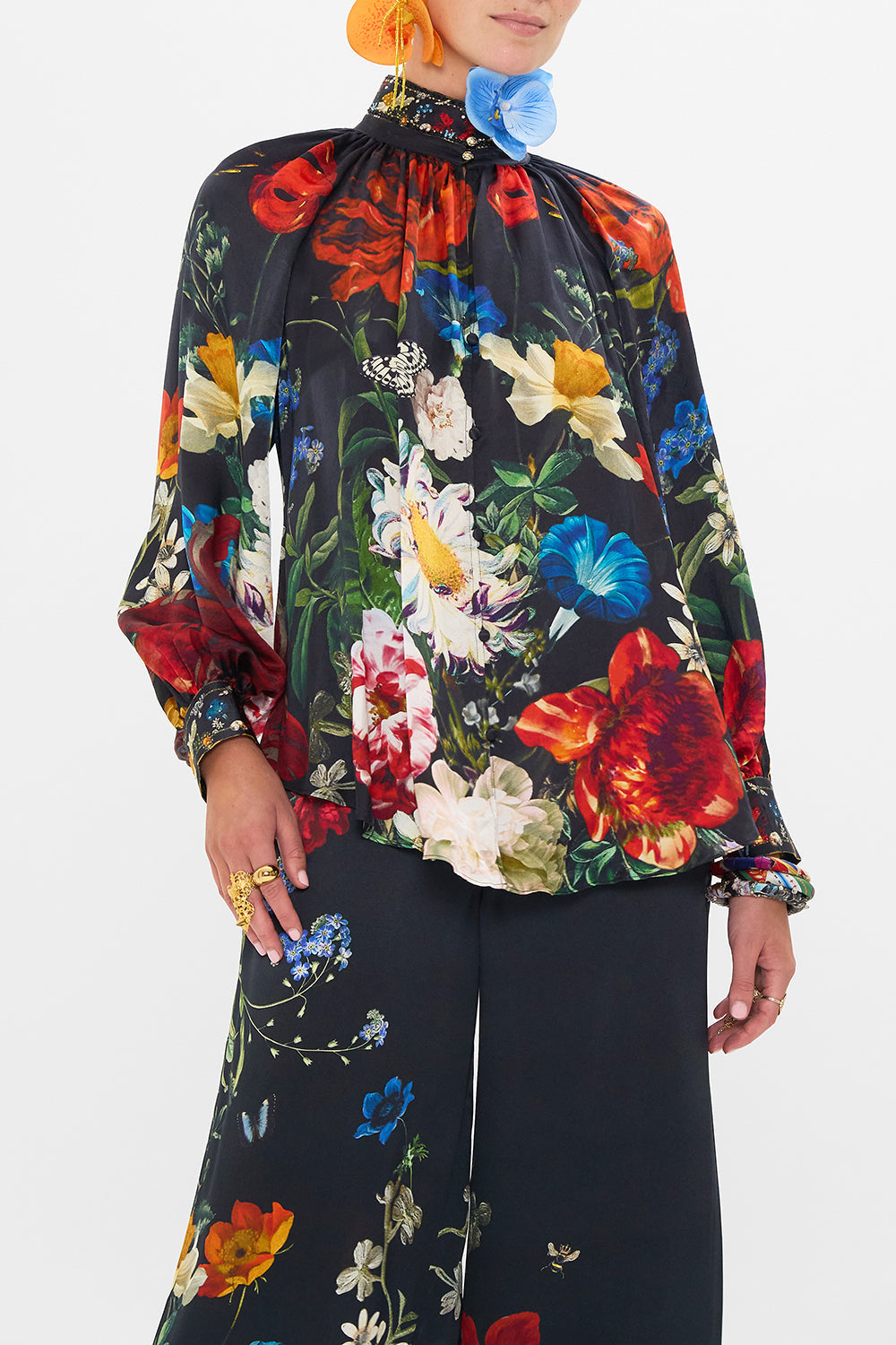 CAMILLA silk shirt in A Still Life print
