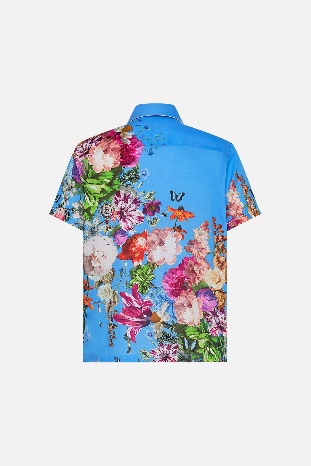 Hotel Franks by CAMILLA mens blue flroal print shirt in Nectar Of The Gods print