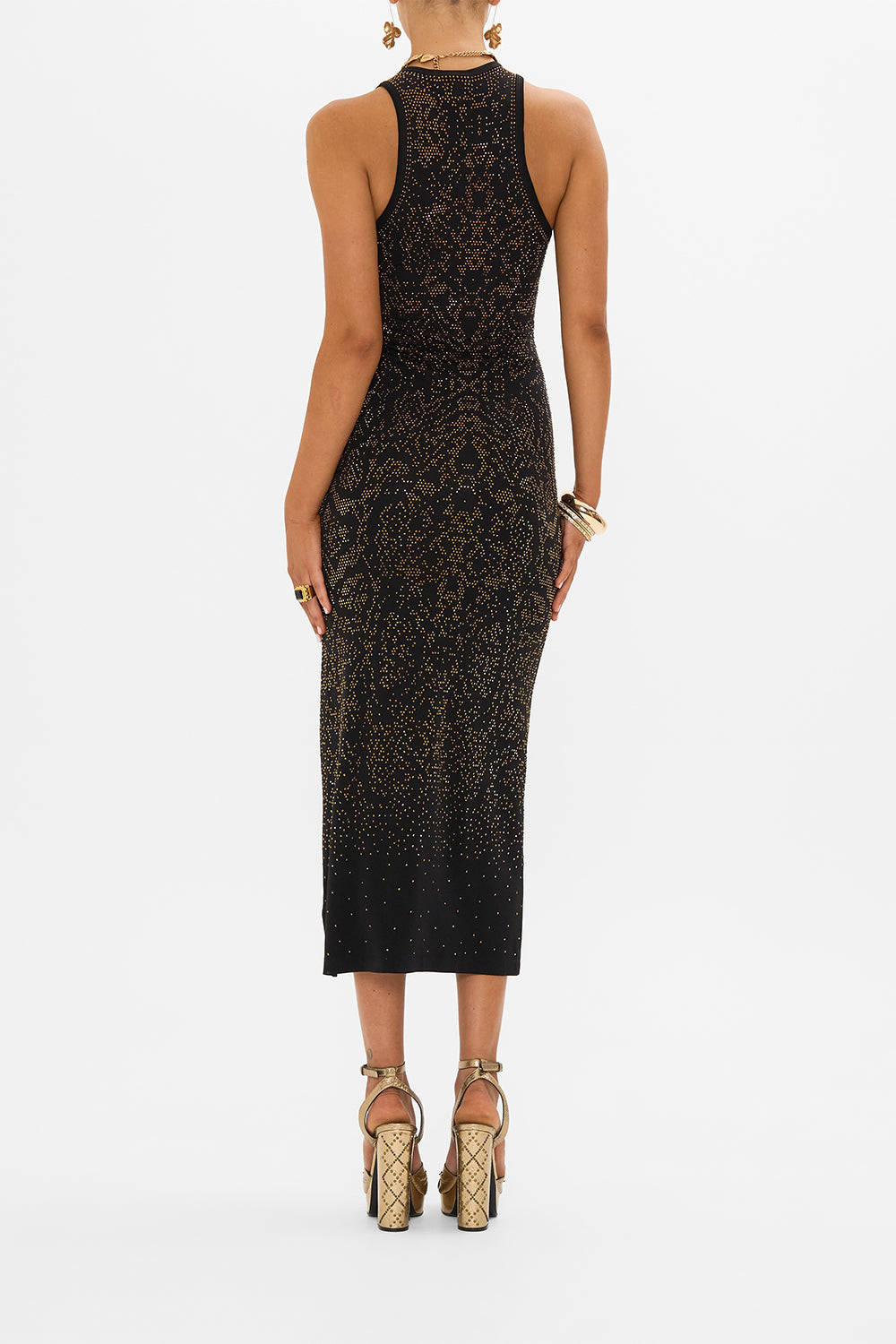 CAMILLA jersey tank dress in Nouveau Noir print