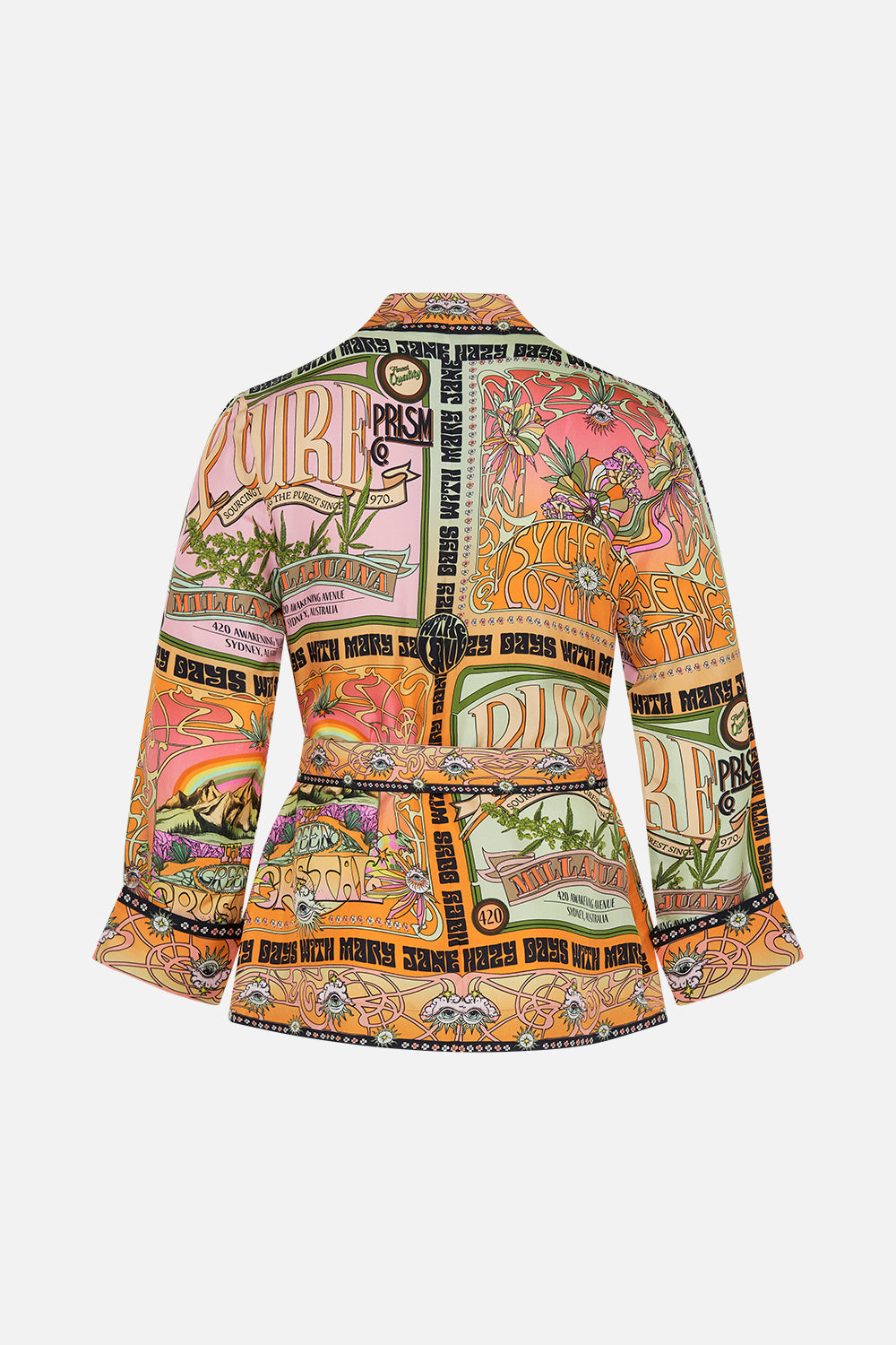 Hotel Franks by CAMILLA mens silk robe in Lets Chase Rainbows print