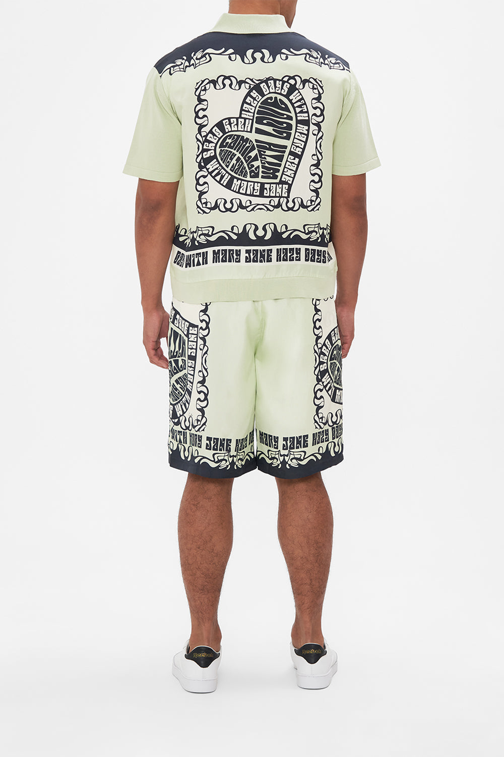 Hotel Franks by CAMILLA mens knit silk shirt in Double Dutch print