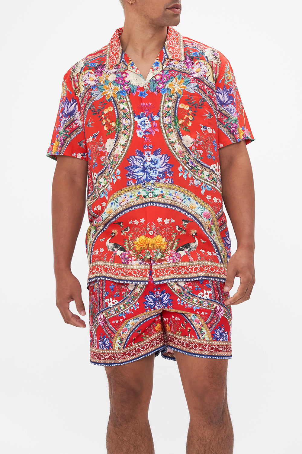 Hotel Franks By CAMILLA mens floral print camp collared shirt in The Summer Palace print