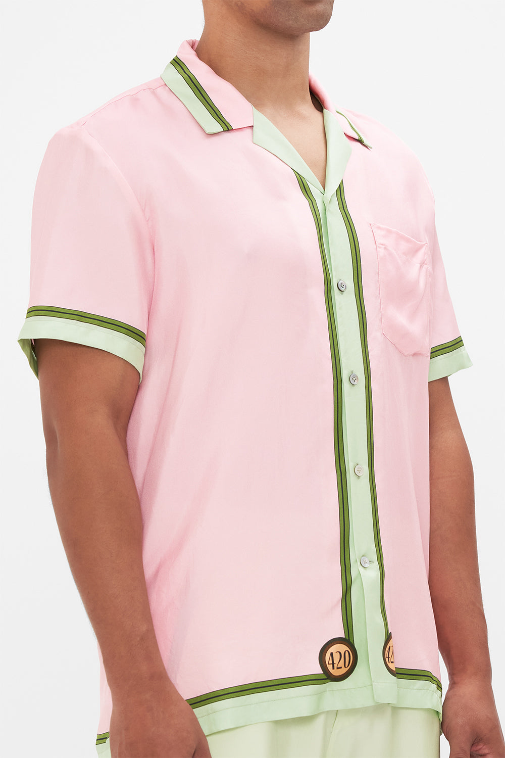 Hotel Franks by CAMILLA mens camp collared printed shirt in Lets Chase Rainbows print