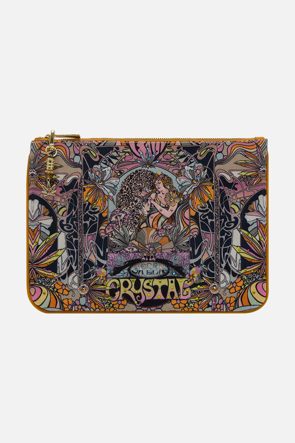 CAMILLA statement clutch bag in Day Trippin print