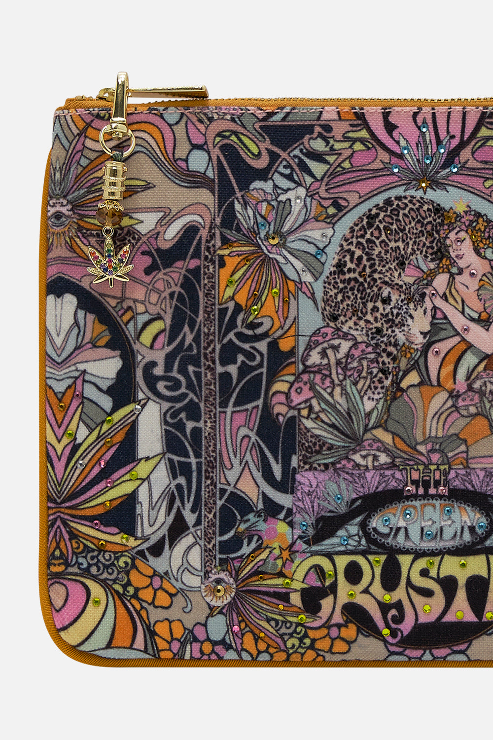 CAMILLA statement clutch bag in Day Trippin print