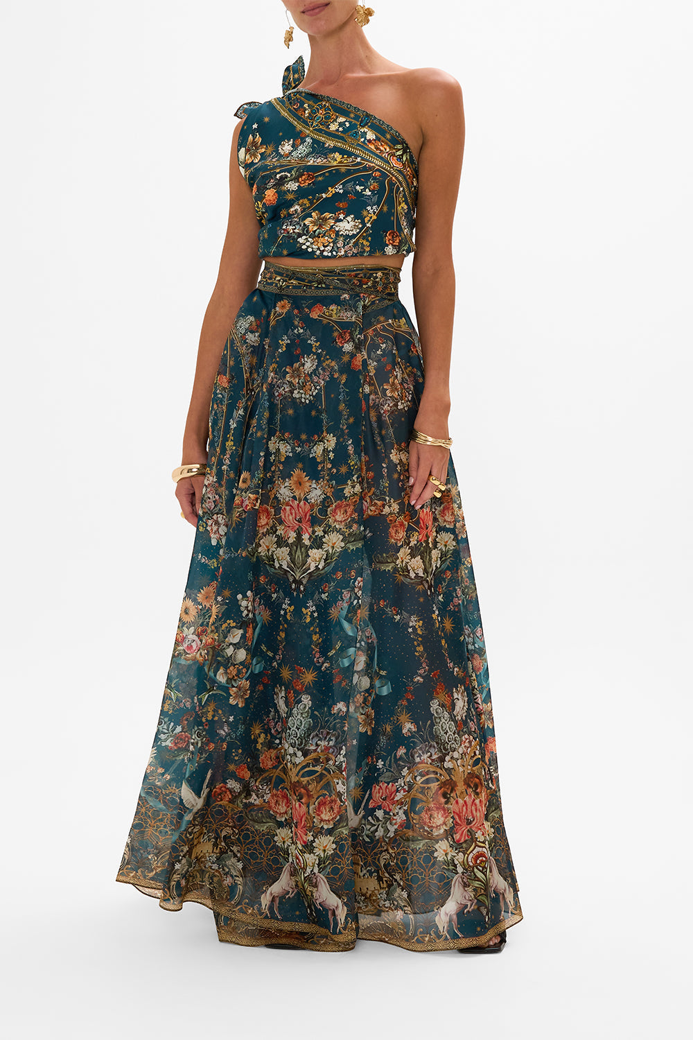 CAMILLA silk scarf in She Who Wears The Crown print