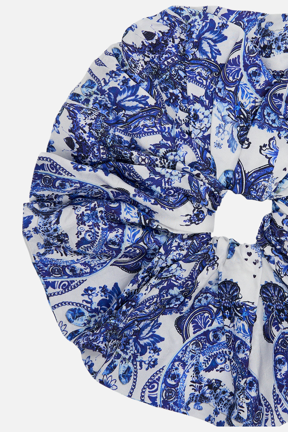 CAMILLA silk scrunchie in Glaze And Graze print