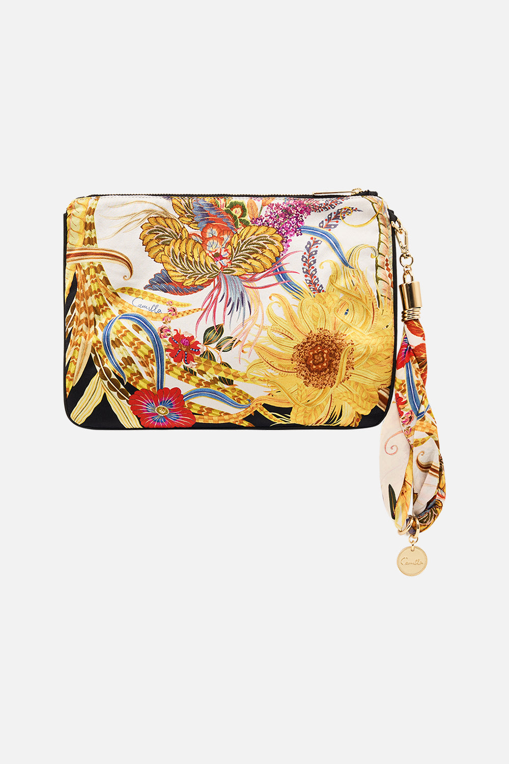 CAMILLA silk clucth in Sunflowers On My Mind print
