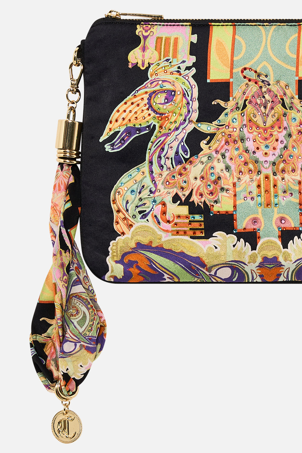 CAMILLA silk clutch bag in Club Cinemania print