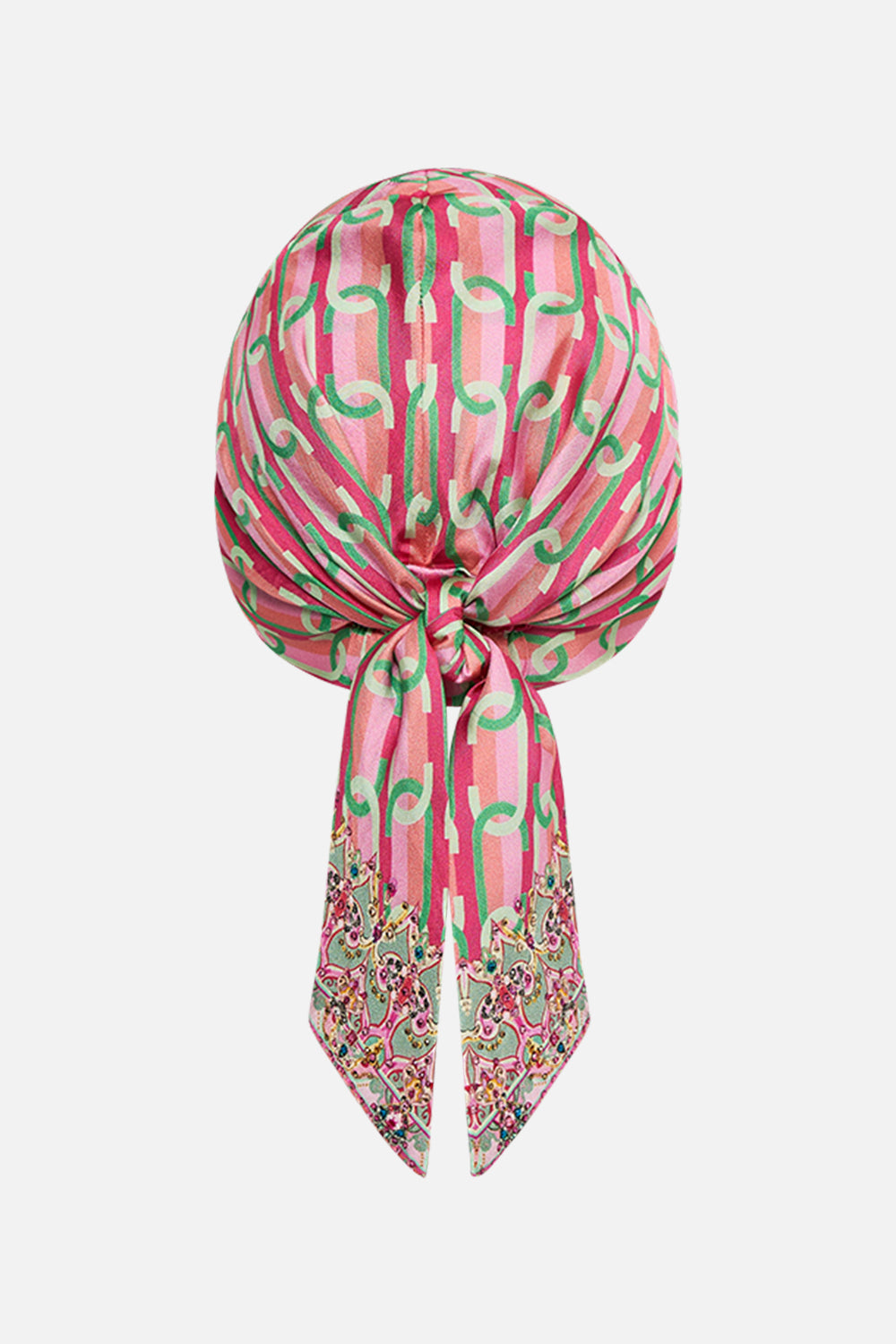 CAMILLA silk headscarf in Tea With tuchinski print