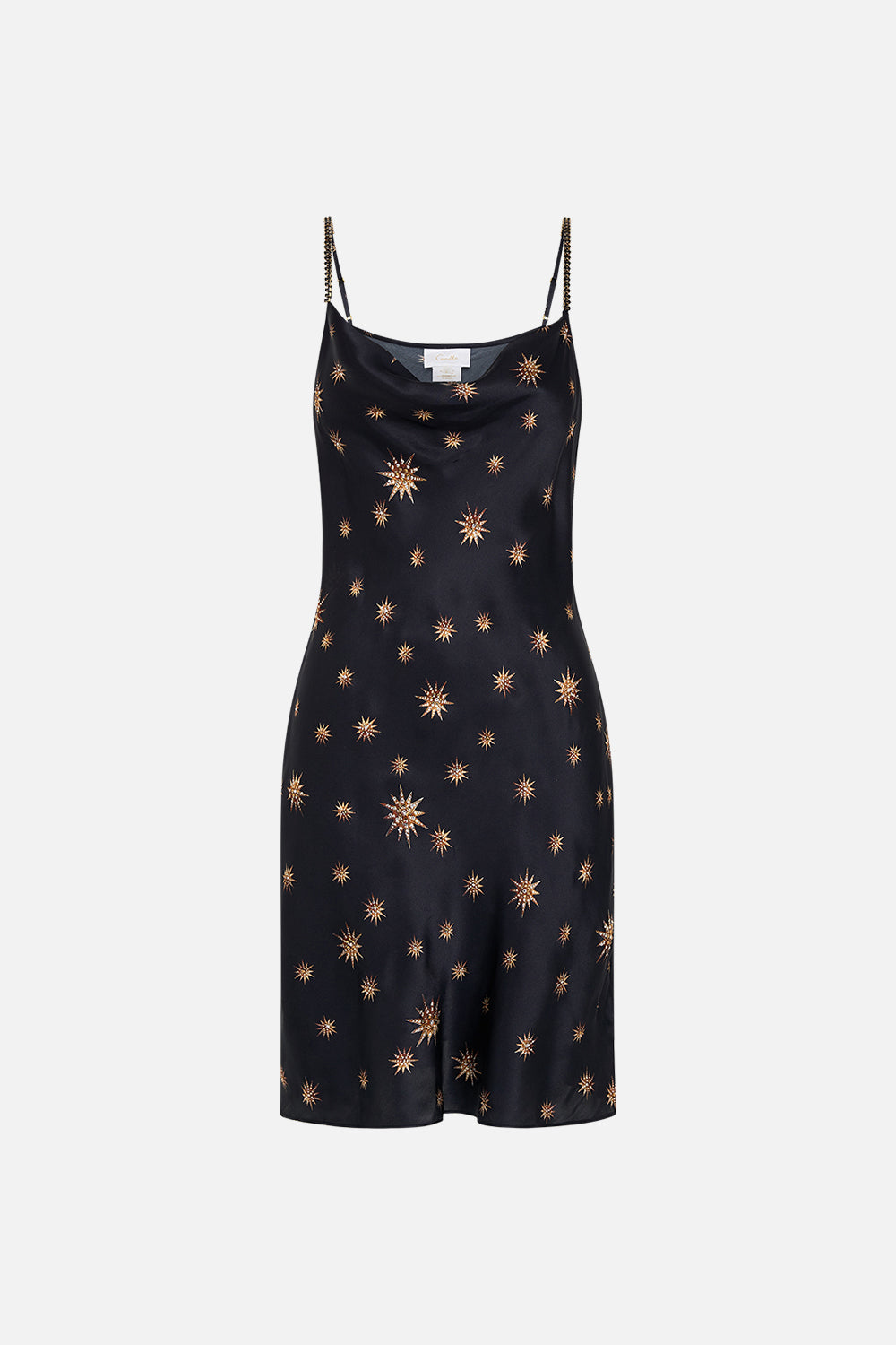 Product view of CAMILLA bias silk dress in Soul Of A Star Gazer print