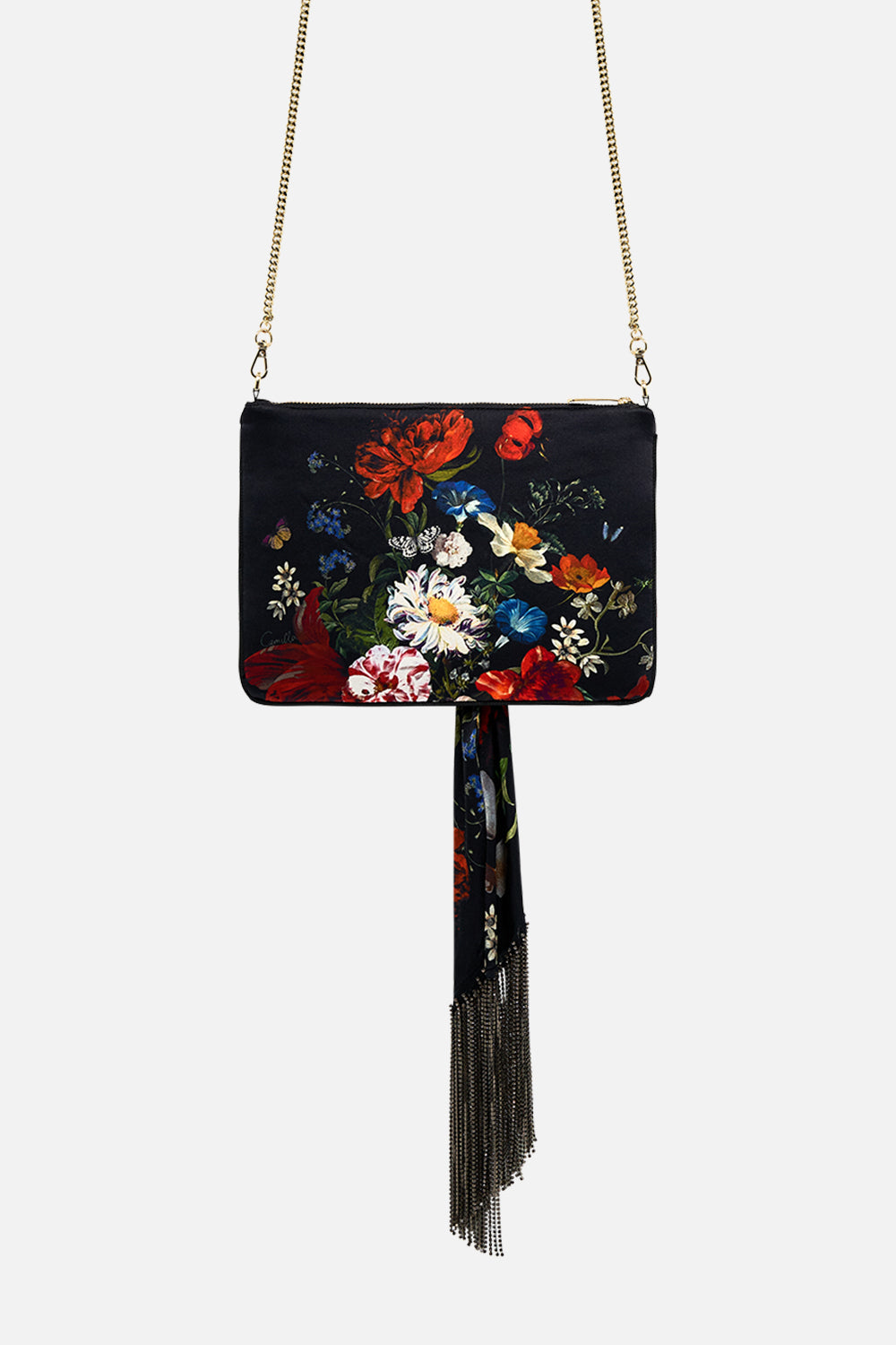 CAMILLA silk clutch in A Still Life print