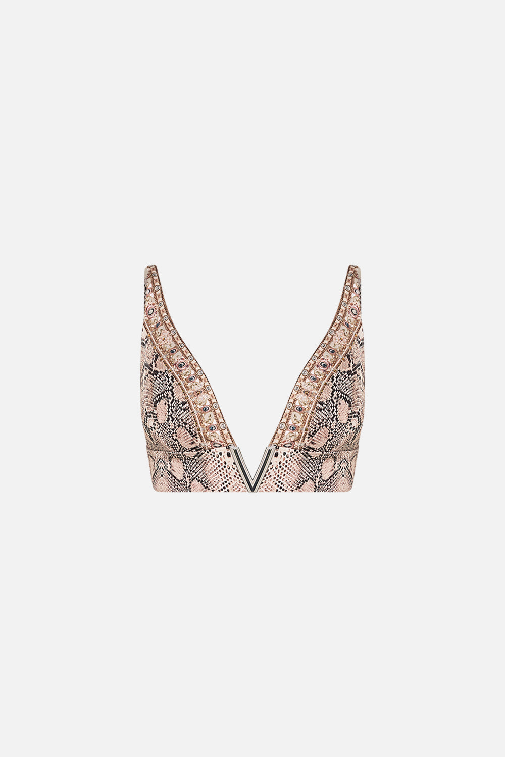 CAMILLA resortwear bikini top in Looking Glass Houses print