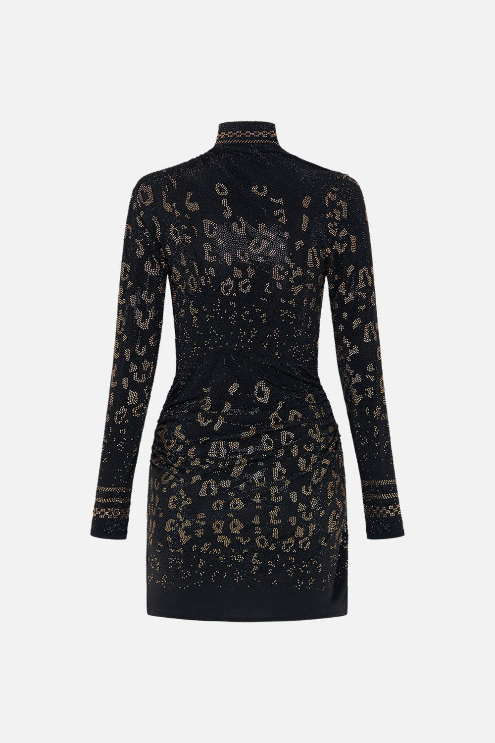 Back product view of CAMILLA black silk bias slip dress in Mosaic Muse