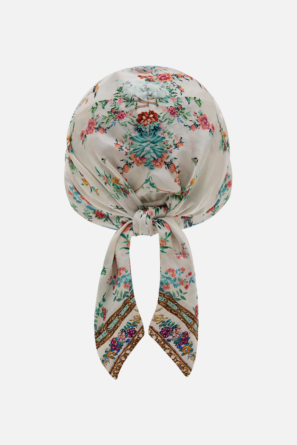 CAMILLA silk headscarf in Plumes and Parterres print