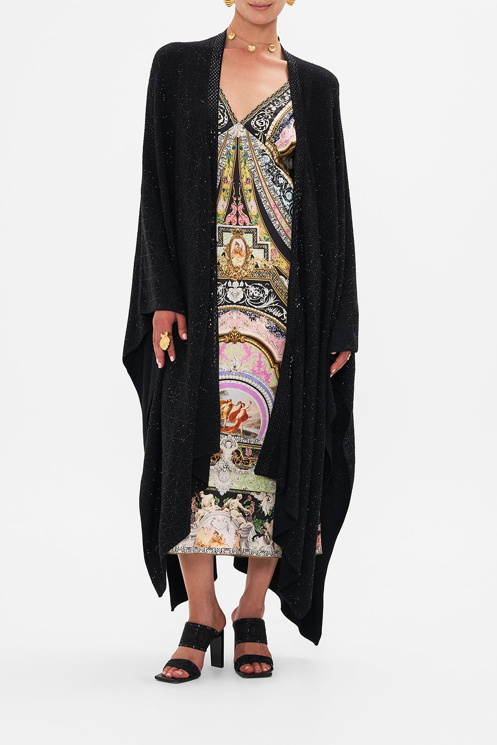 Front view of model wearing CAMILLA emebllished layer in Florence Field Day