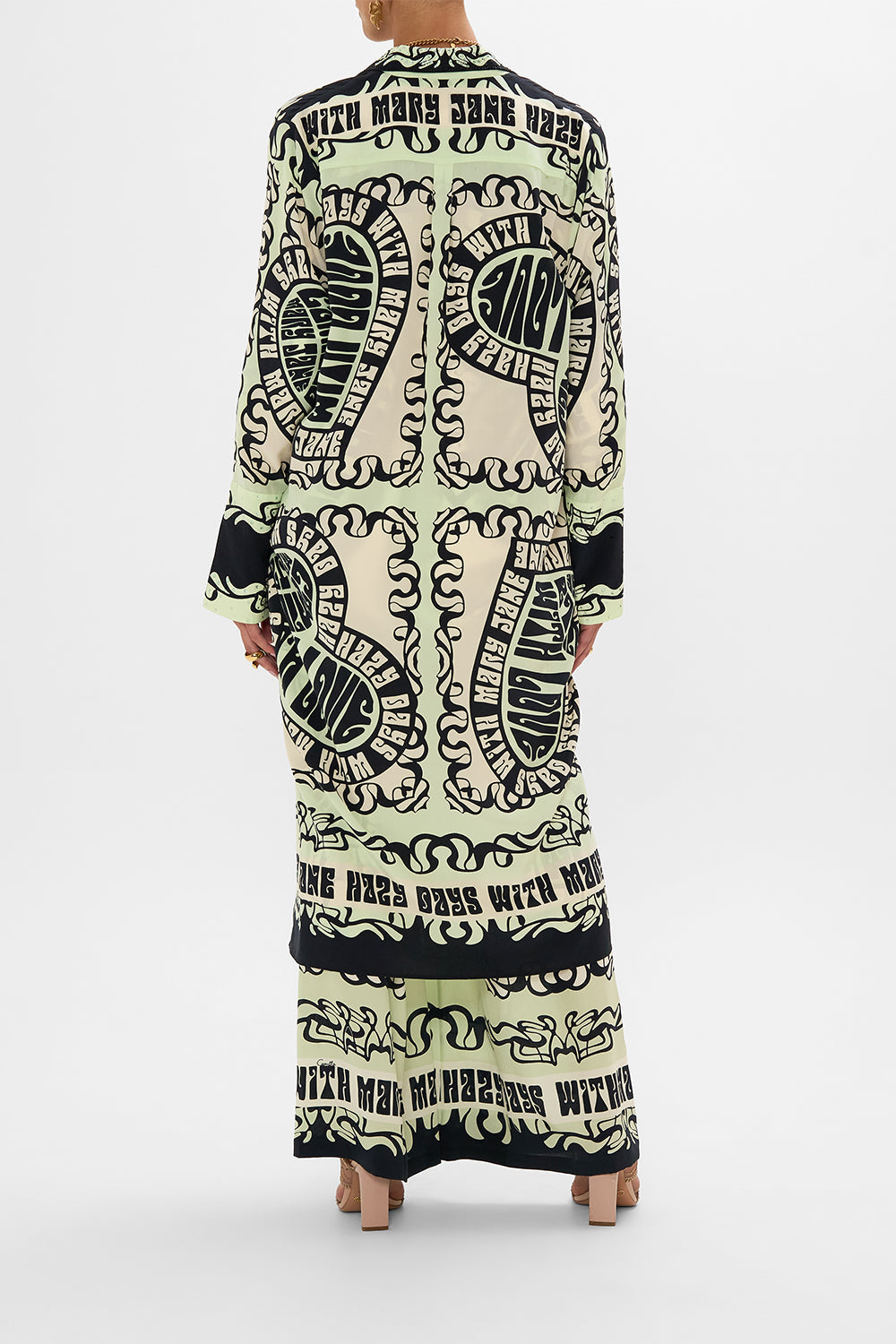 CAMILLA split cuff coat in Double Dutch print