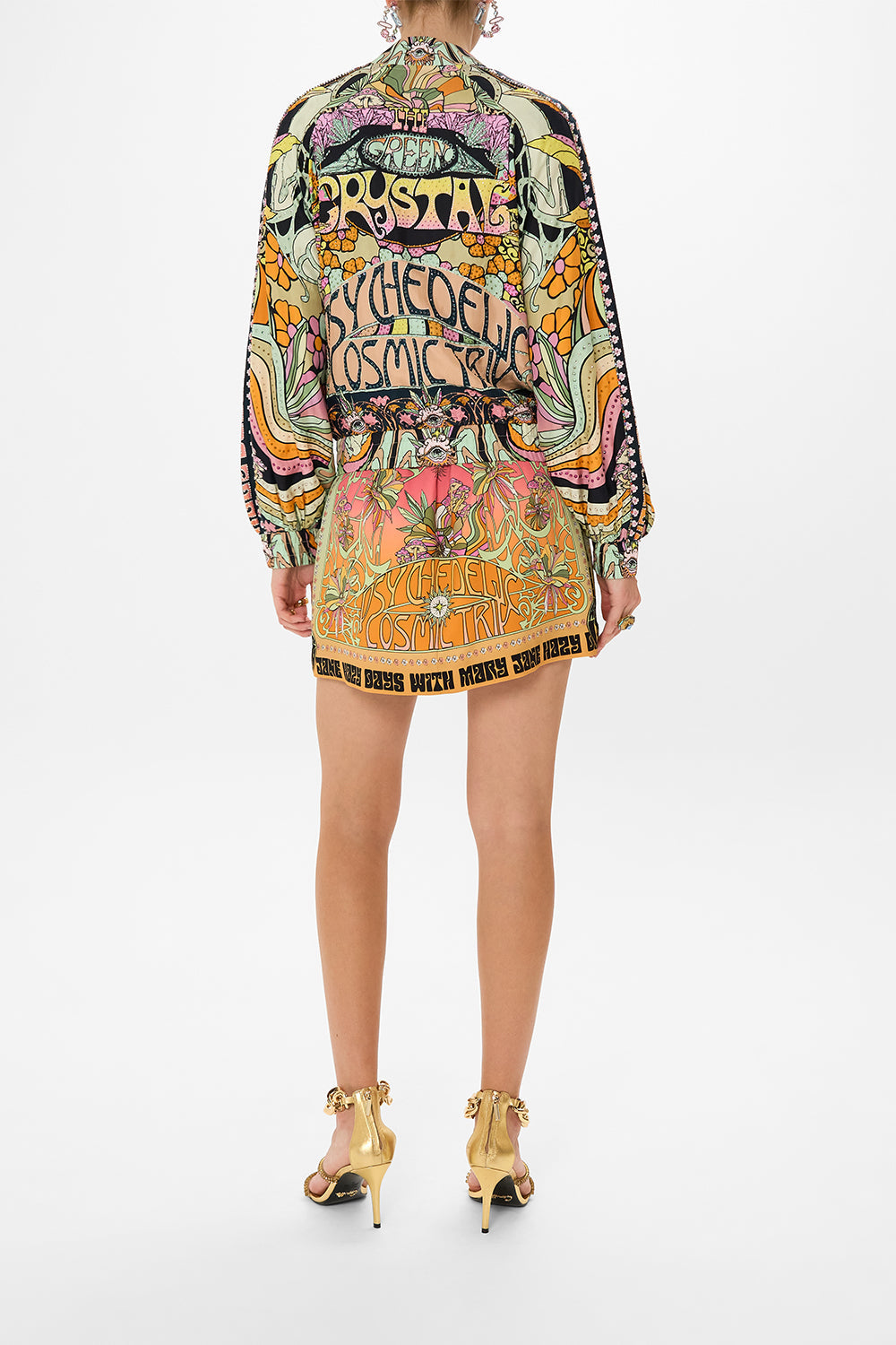 CAMILLA silk bomber in Day Trippin print