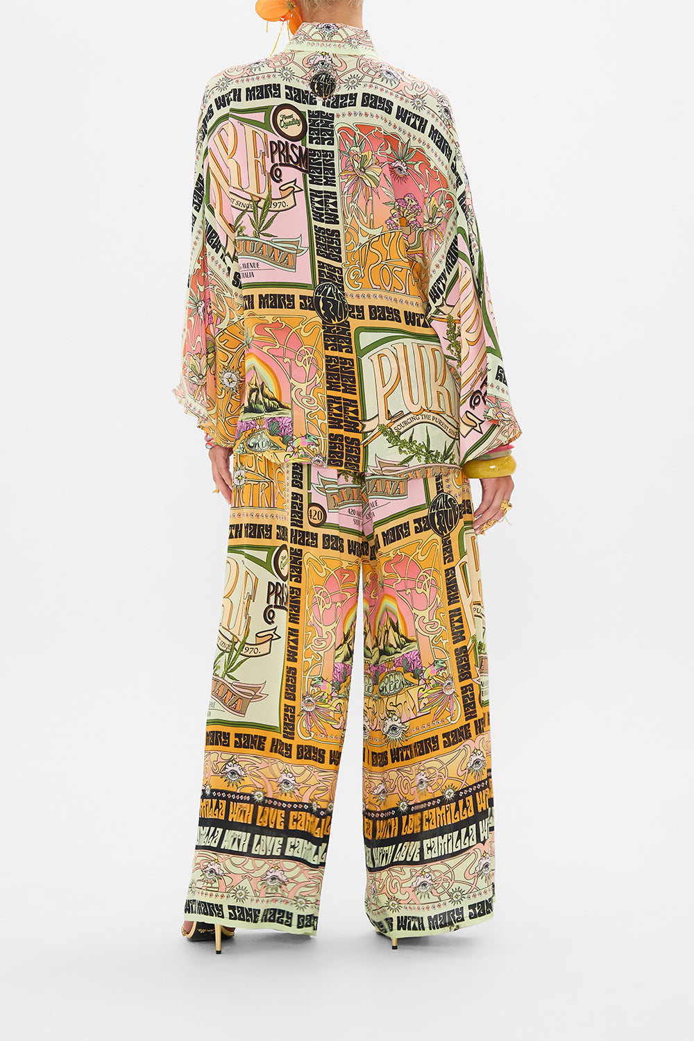 CAMILLA sillk blouse in Lets Chase Rainbows print