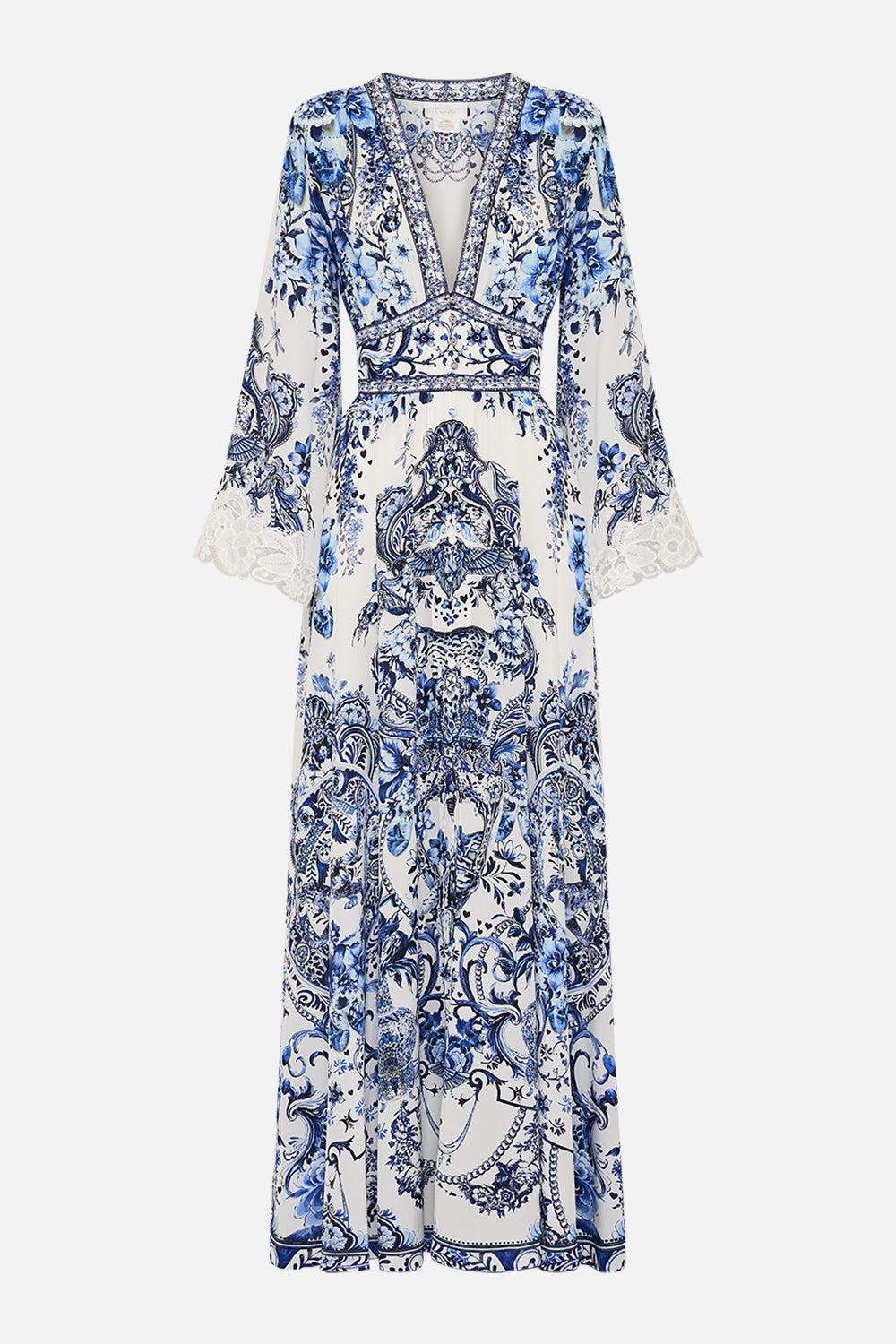 CAMILLA silk maxi dress in Glaze and Graze print