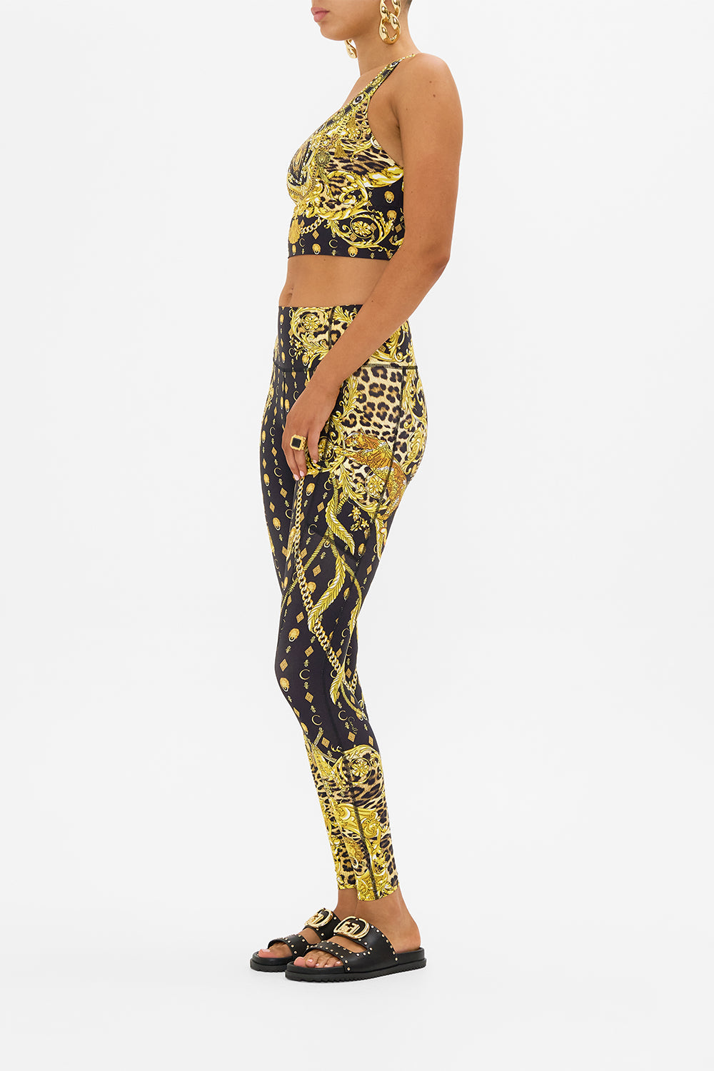 CAMILLA racer back crop top in Nouveau Nature print