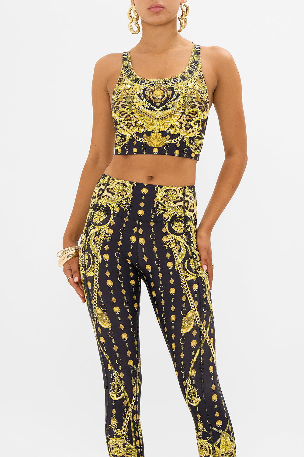 CAMILLA racer back crop top in Nouveau Nature print