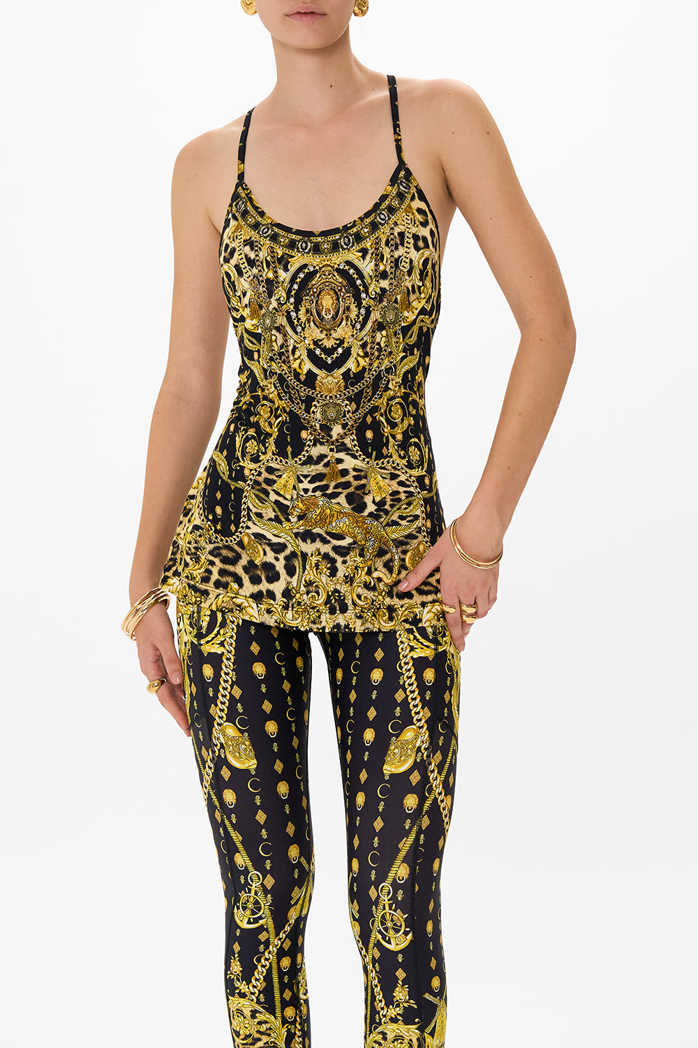 CAMILLA activewear tank in Nouveau Noir print