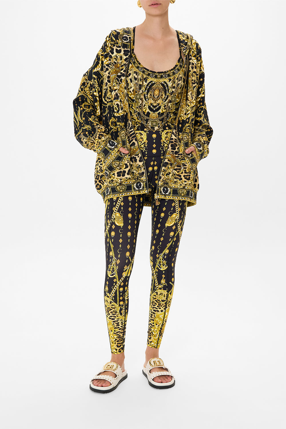 CAMILLA oversized zip in Nouveau Noir print