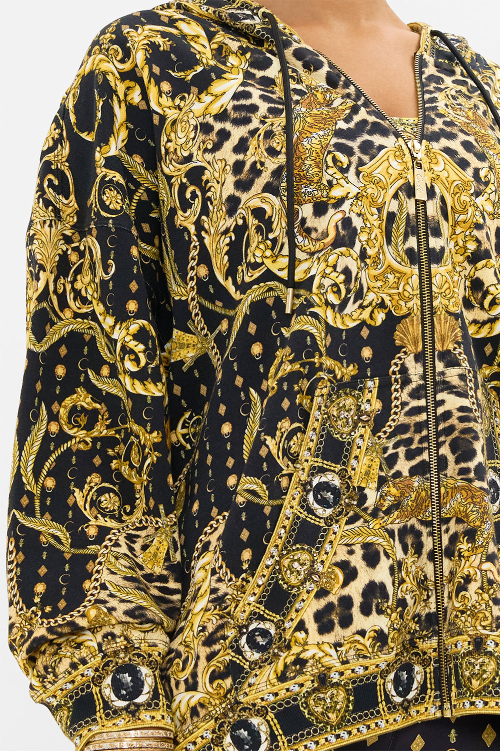 CAMILLA oversized zip in Nouveau Noir print