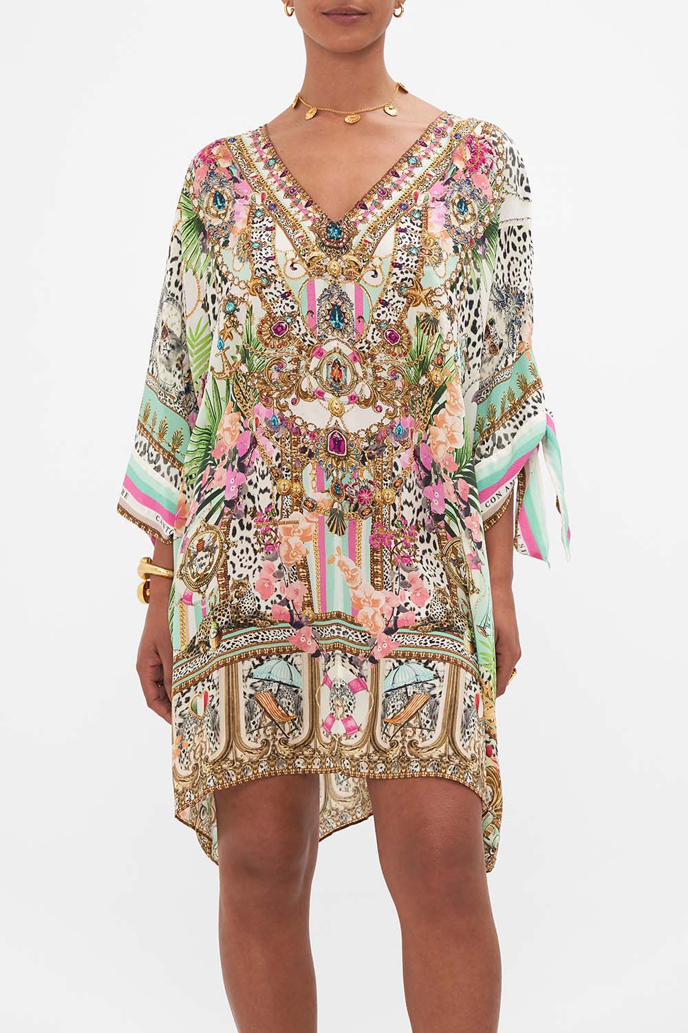TIE SLEEVE SHORT V NECK KAFTAN DEAR AMORE MIO
