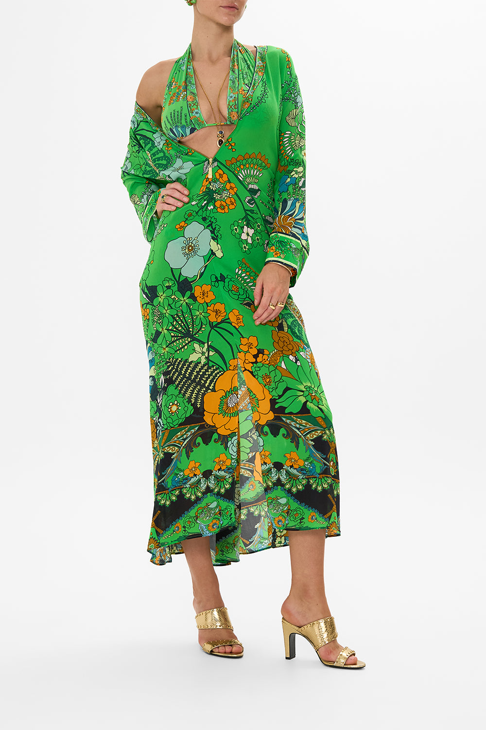 CAMILLA green halter top in Good Vibes Generation